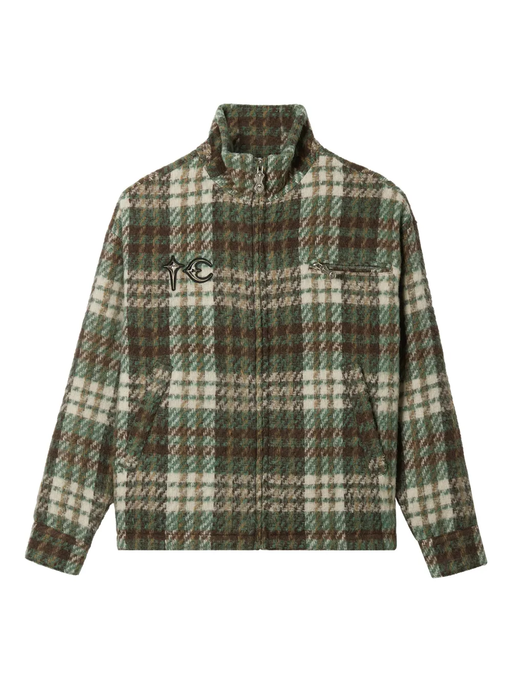 THUG CLUB zip checked jacket | Green | Image 1