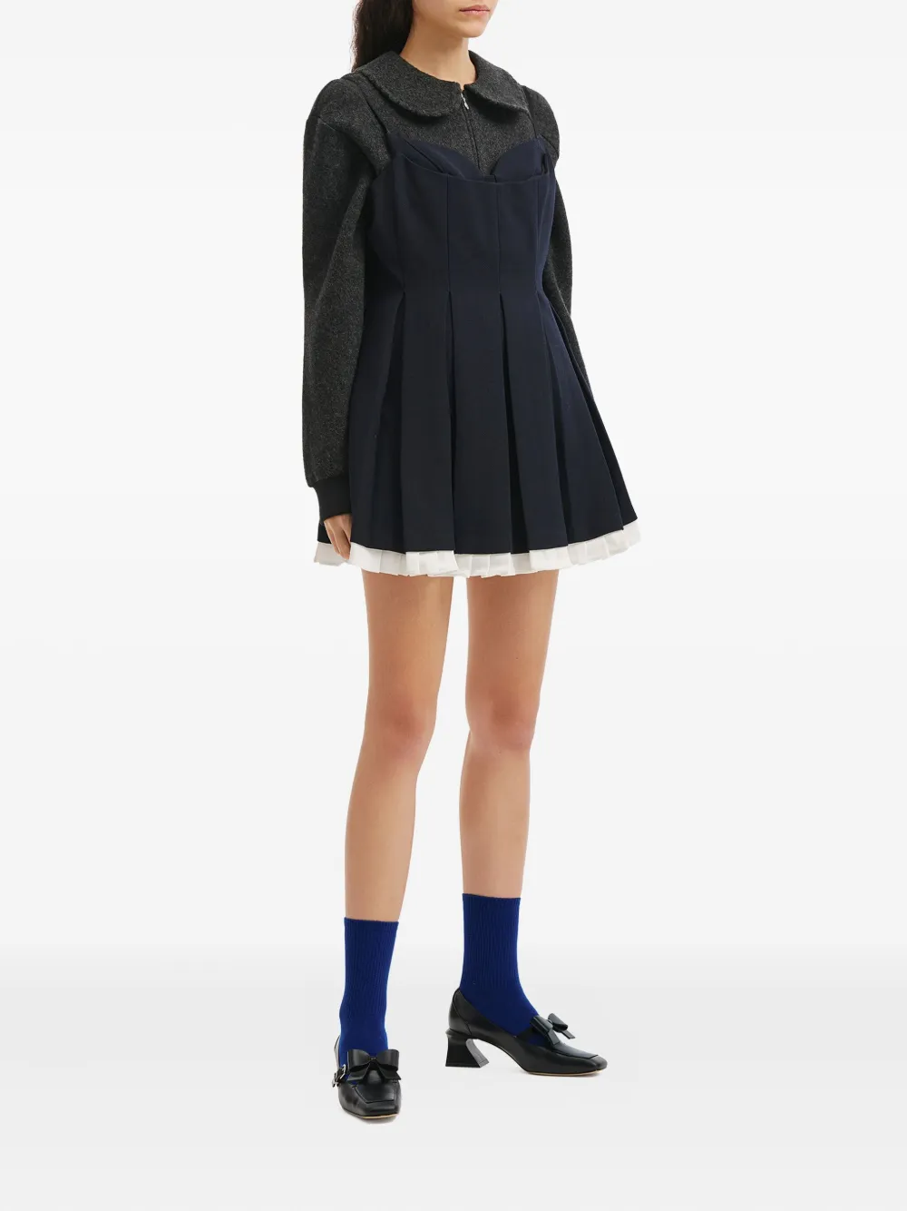 SHUSHU/TONG pleated mini dress - Blauw
