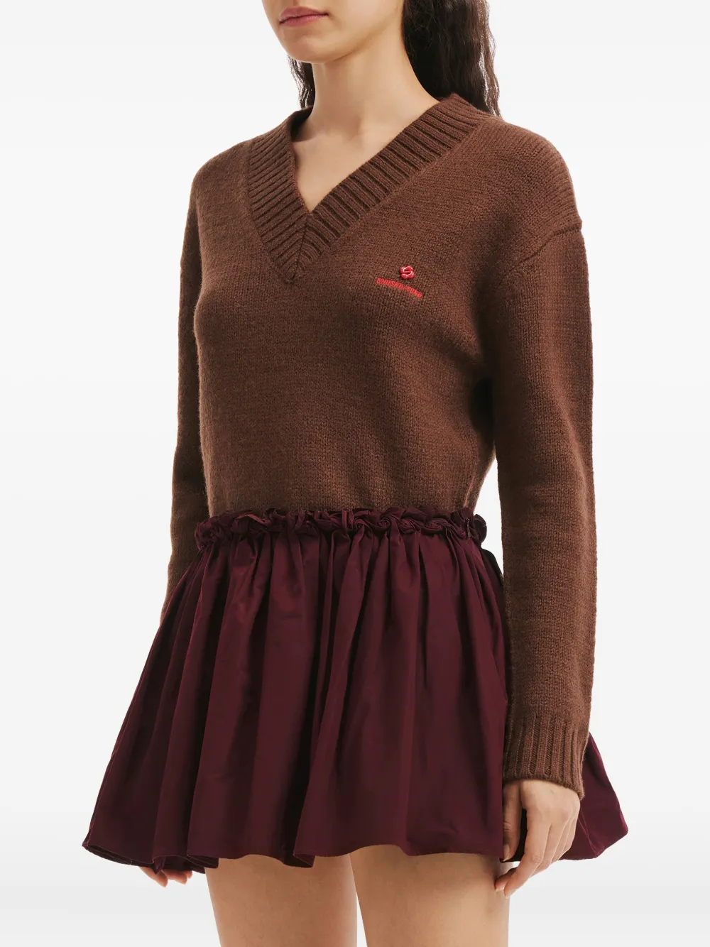 Shushu-tong V-neck Logo Sweater In Brown