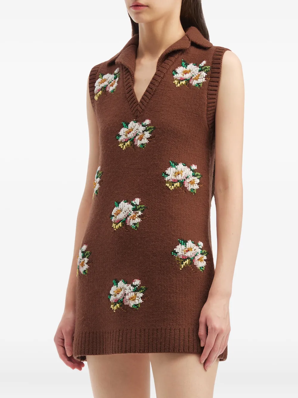 Shushu-tong Floral Mini Dress In Brown