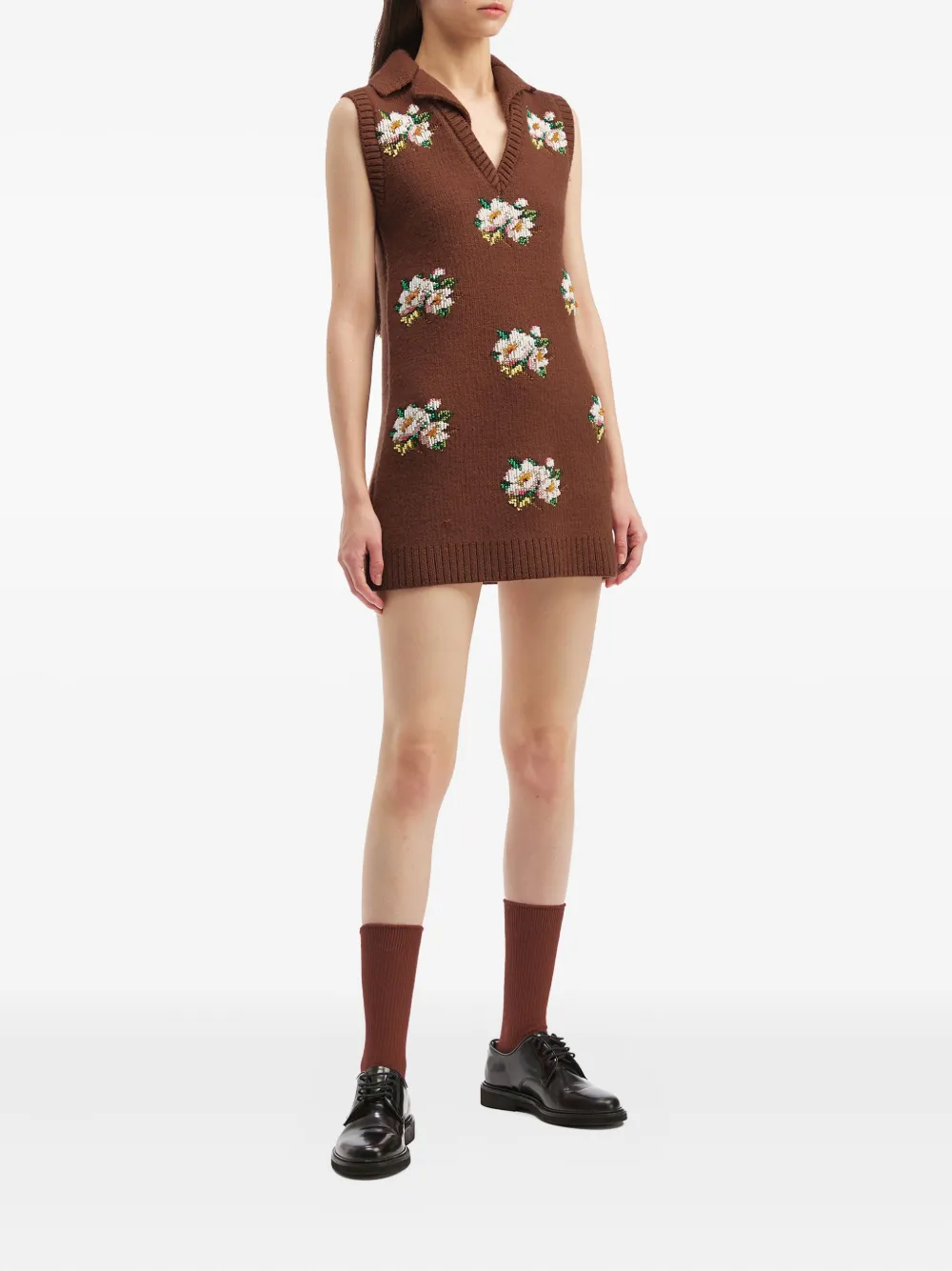 SHUSHU/TONG floral mini dress - Bruin