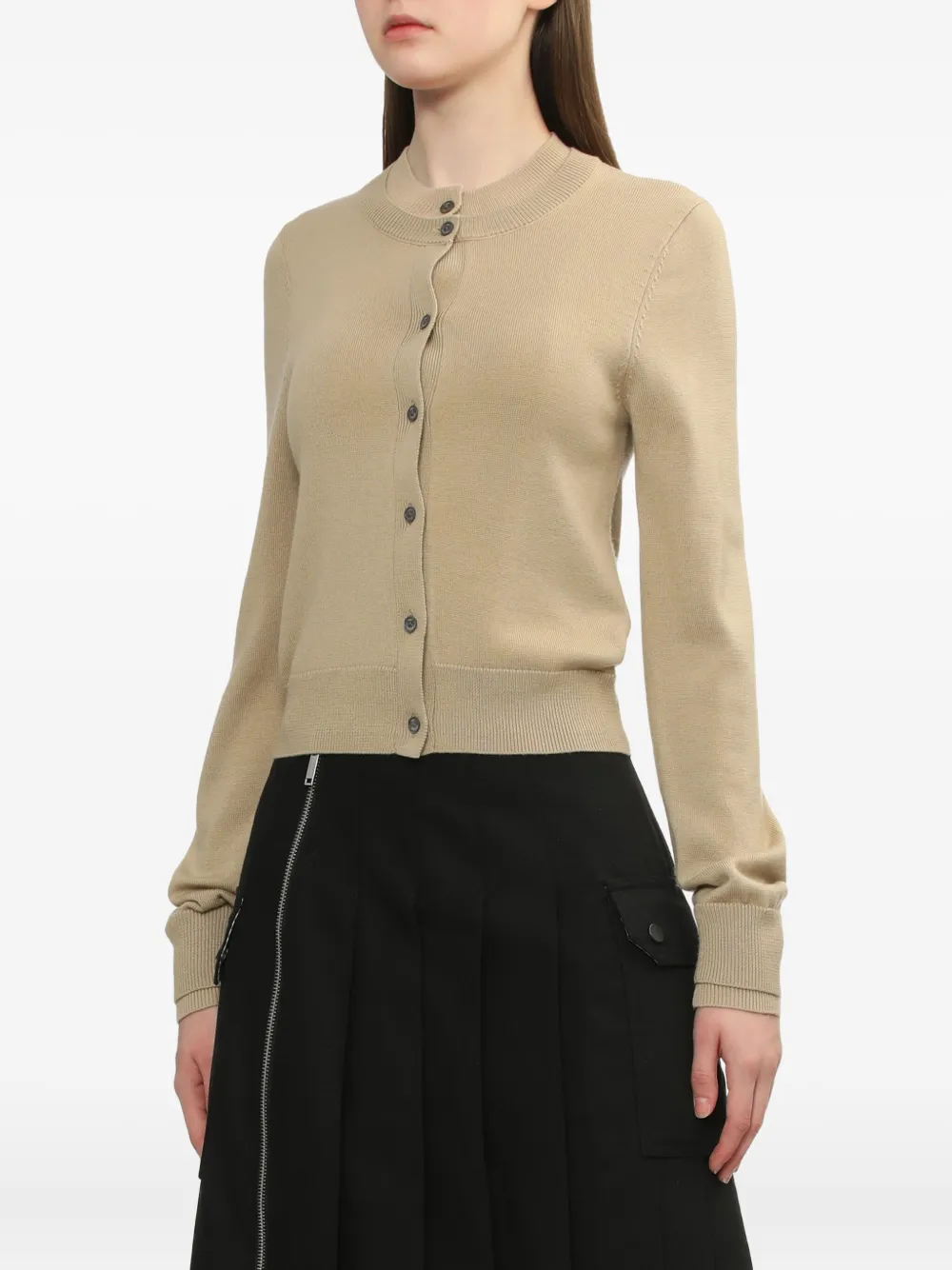 Rokh Buttoned Wool Cardigan In Neutral