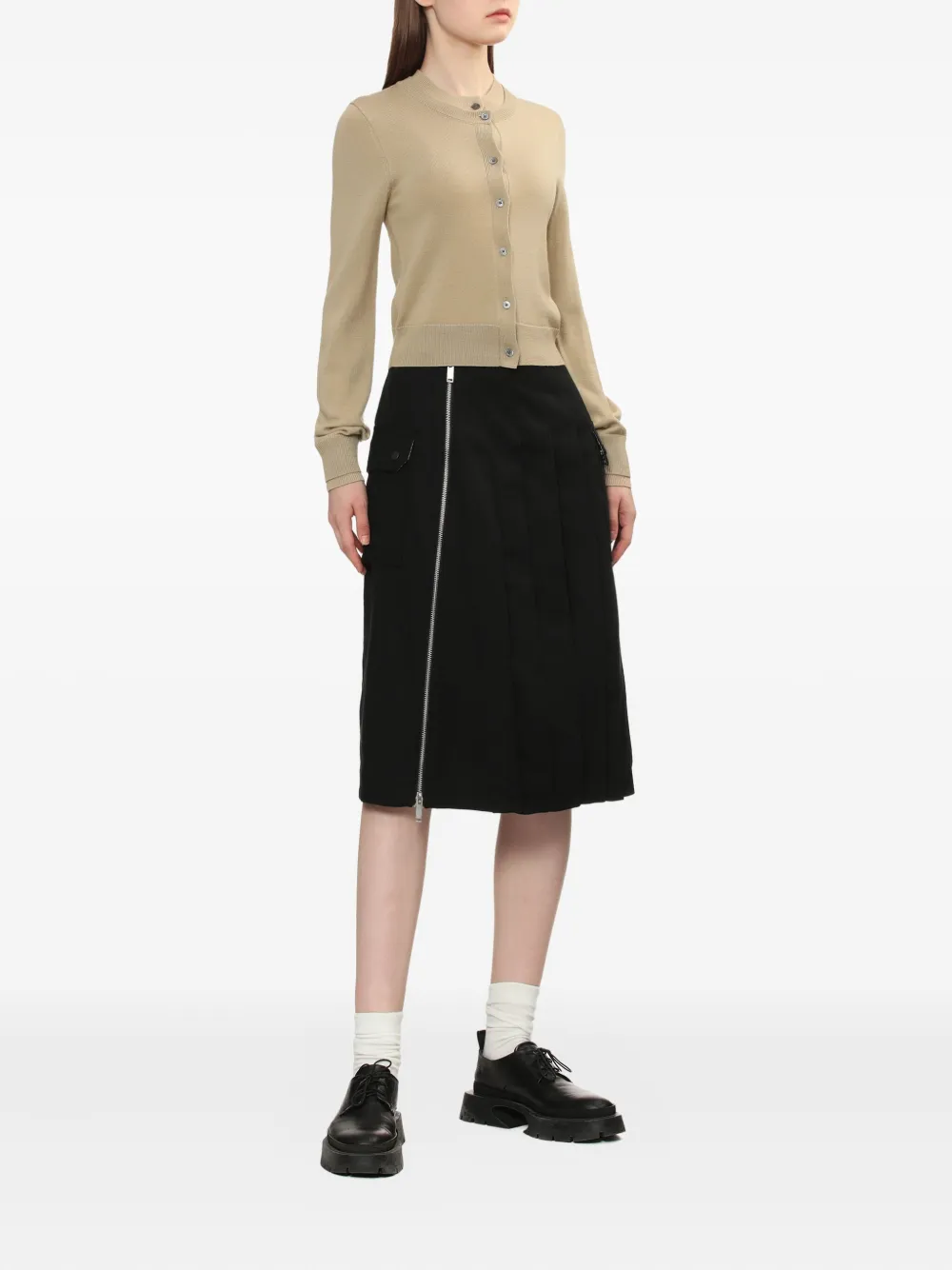 Rokh Buttoned Wool Cardigan In Neutral
