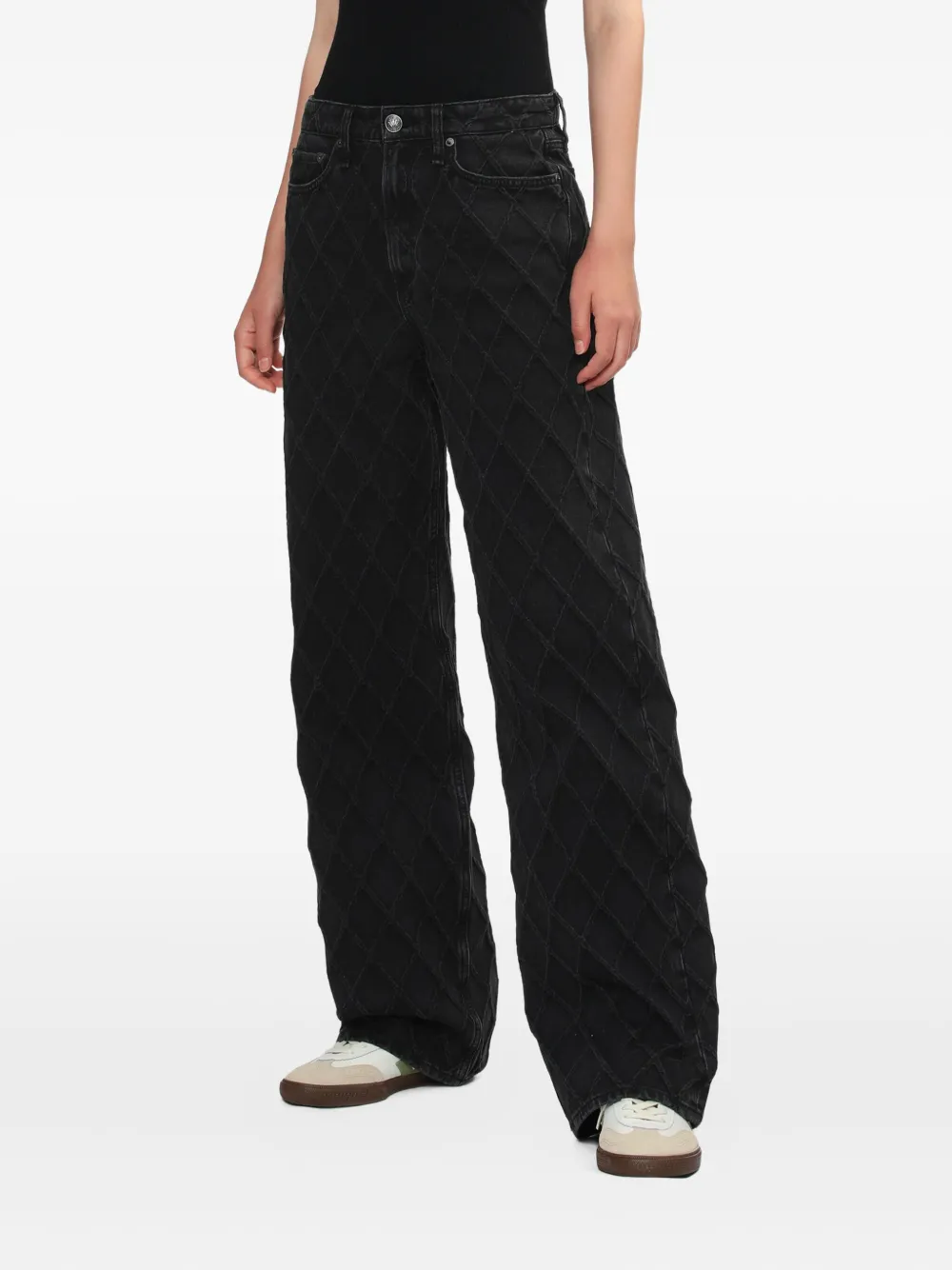 Rag & Bone Diamond-pattern Jeans In Black