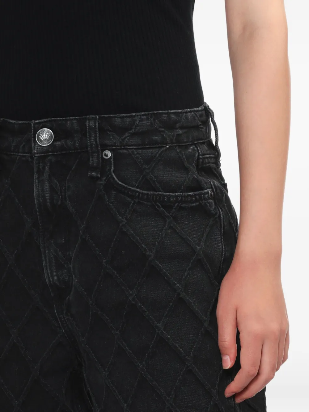 Rag & Bone Diamond-pattern Jeans In Black