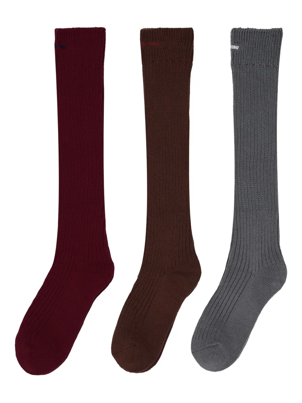Shushu-tong Ribbed Socks (pack Of Three) In Burgundy