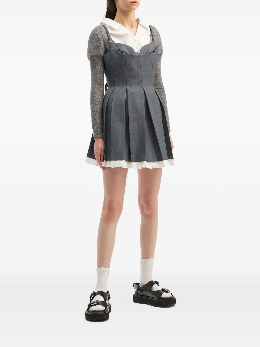 SHUSHU/TONG pleated mini dress - Grijs