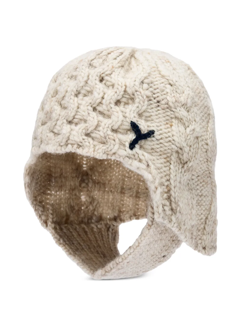 Y's Cable-knit Logo Hat In Neutral