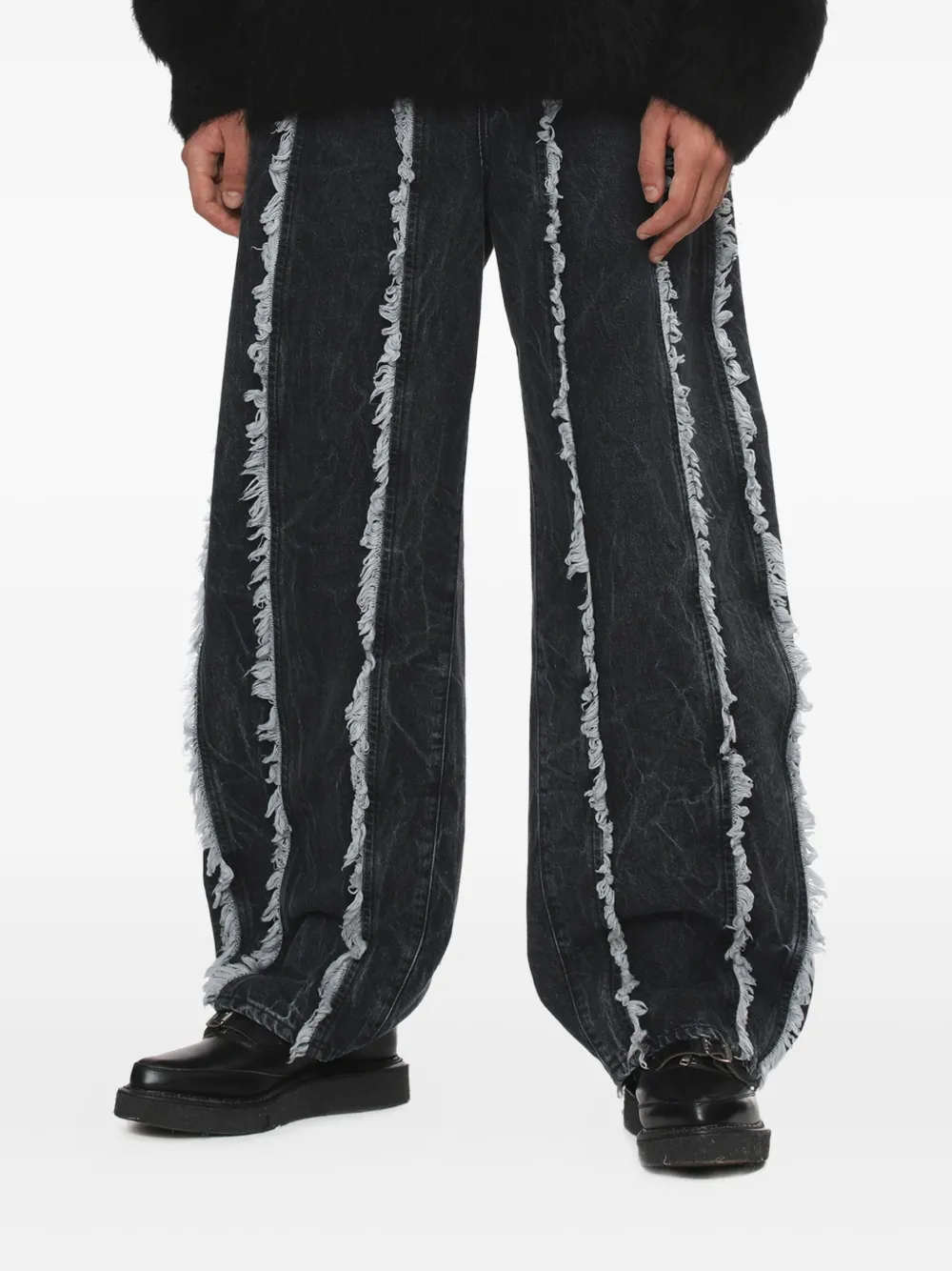 Séfr Cutline Frayed Jeans In Black
