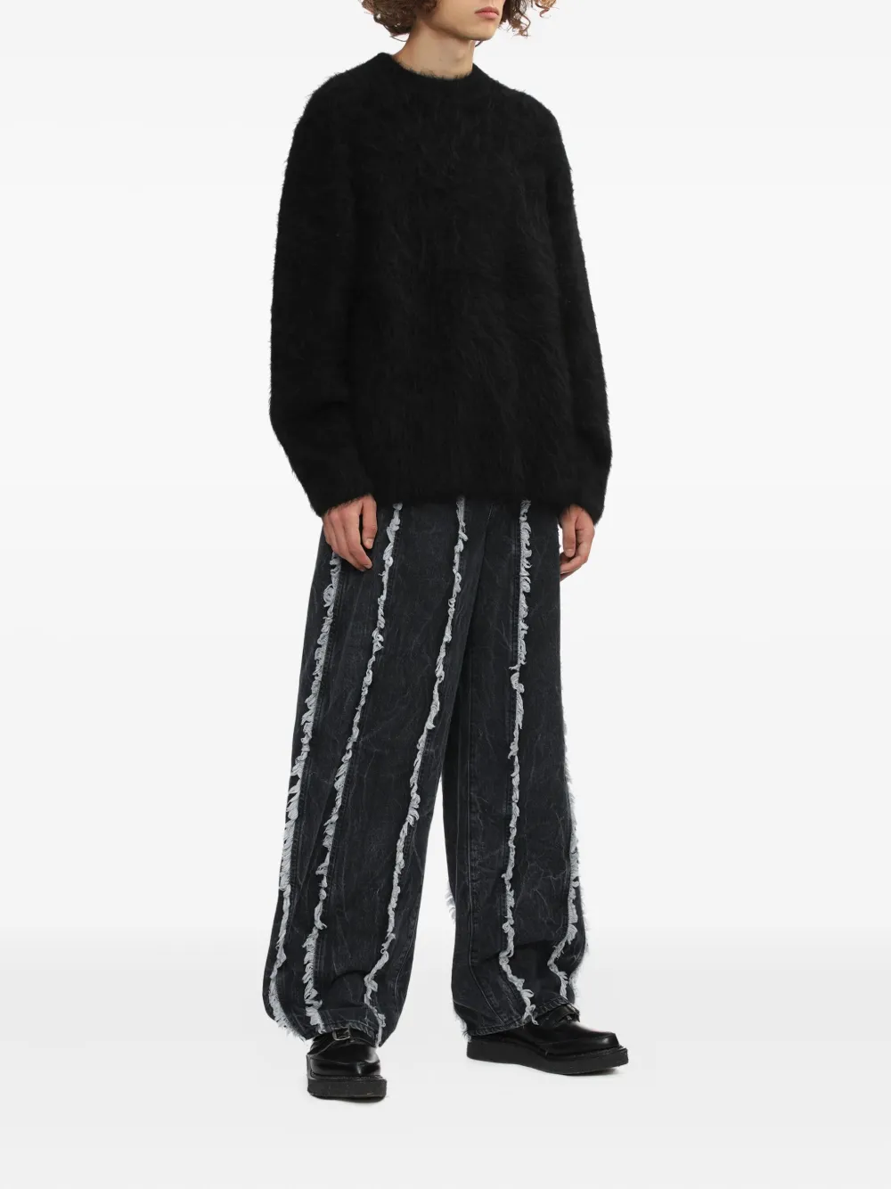 Séfr Cutline frayed jeans - Zwart