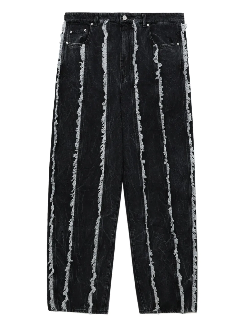 Séfr Cutline Frayed Jeans In Black