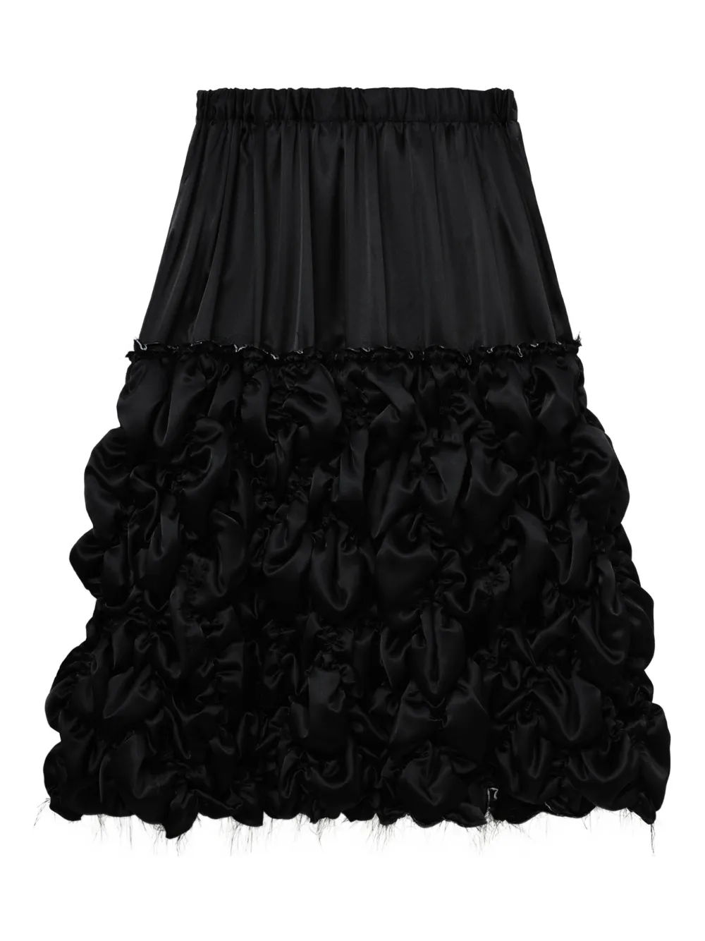Black Comme Des Garçons Ruffled Mid Skirt In Black
