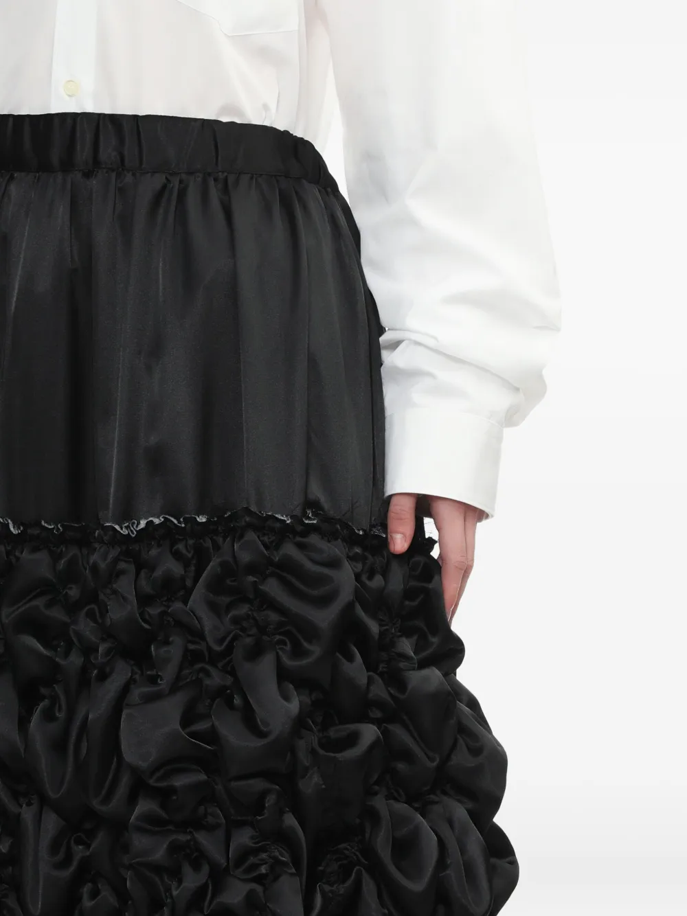 Black Comme Des Garçons Ruffled Mid Skirt In Black