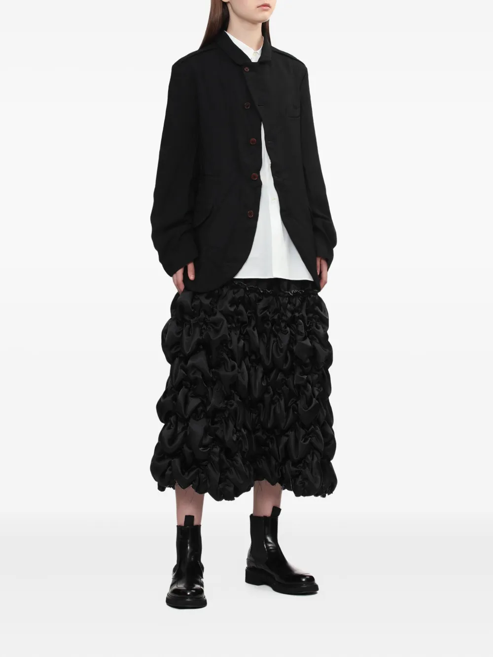 Black Comme Des Garçons ruffled mid skirt - Zwart