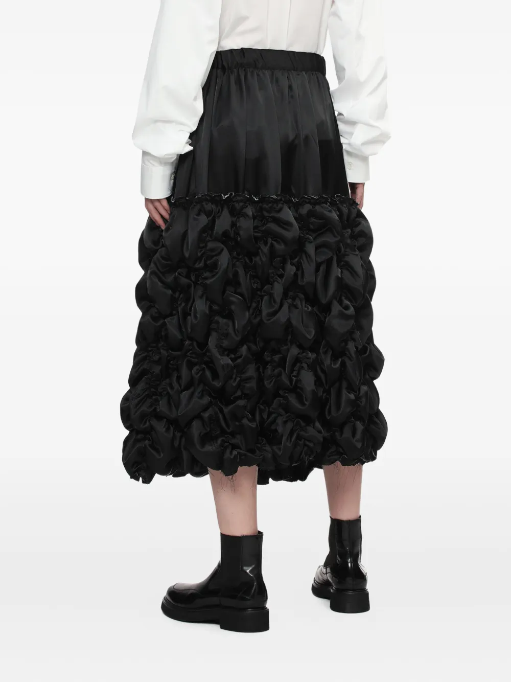Black Comme Des Garçons Ruffled Mid Skirt In Black