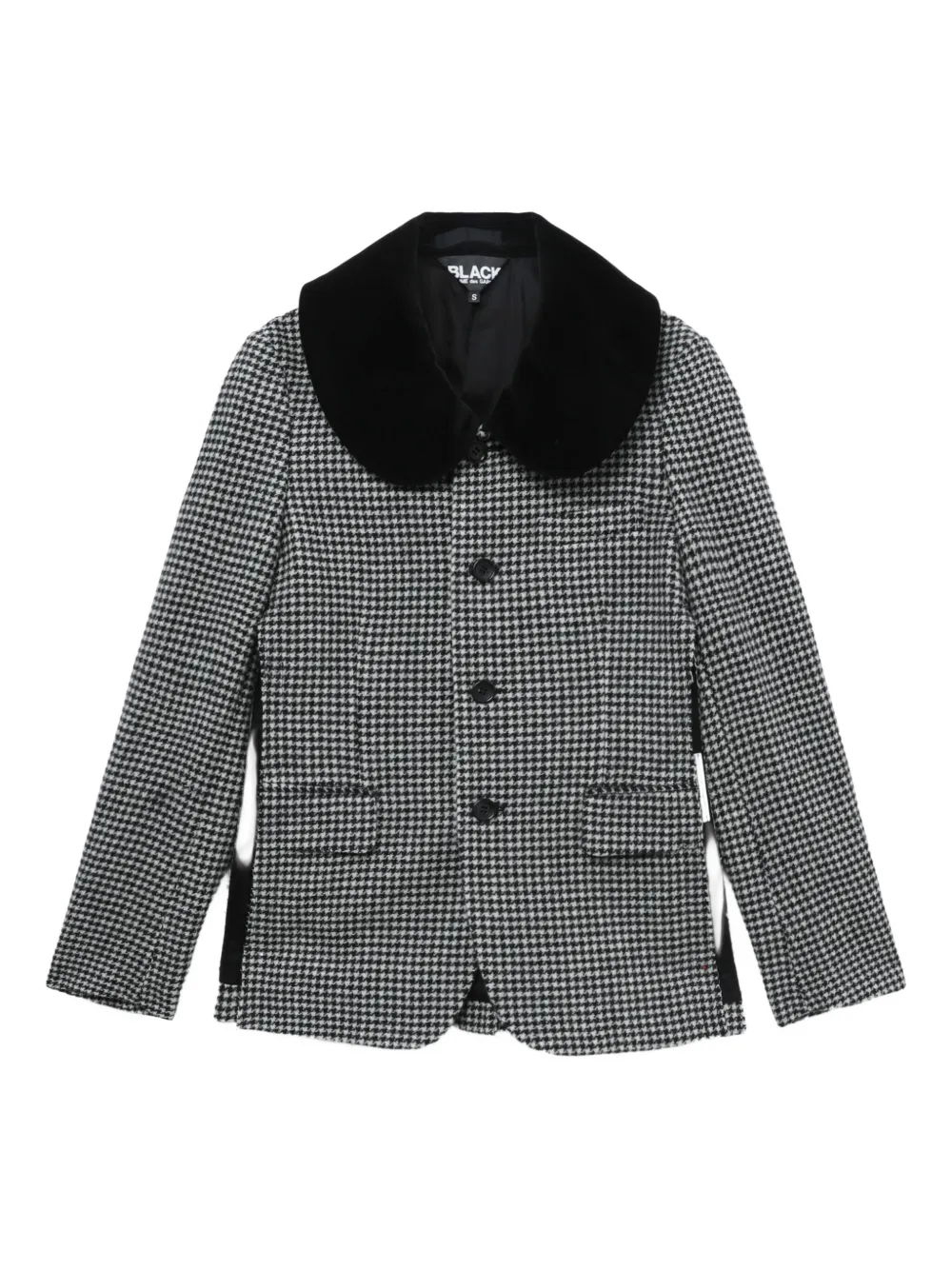 Black Comme Des Garçons Houndstooth Collar Blazer In Gray