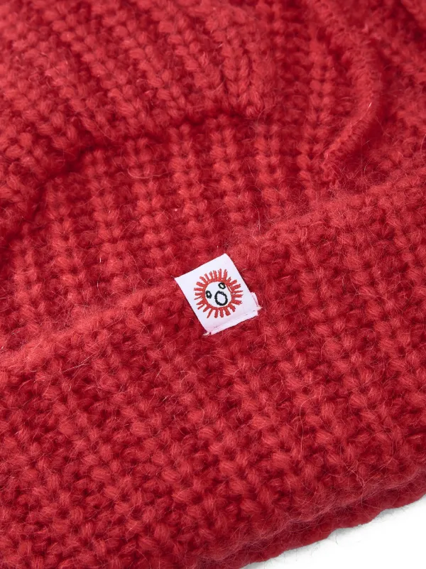 Charles Jeffrey Loverboy Red and Black Knit Hat Unisex Charles Jeffrey LOVERBOY SSENSE Exclusive Black Punk Ears  main image 2