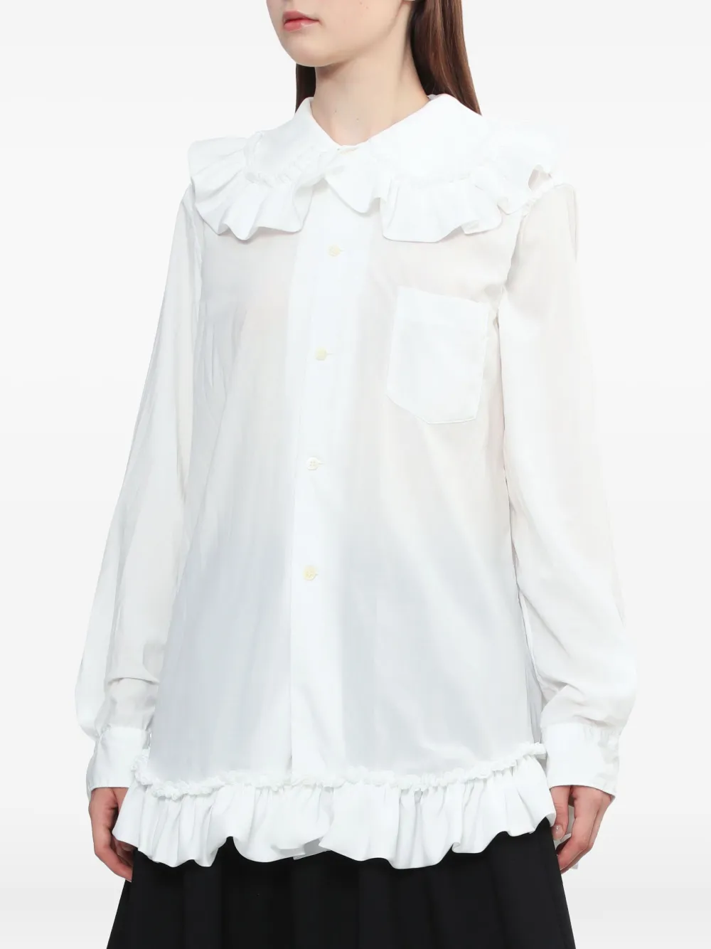 Comme Des Garcons Girl Ruffled Collar Shirt In White
