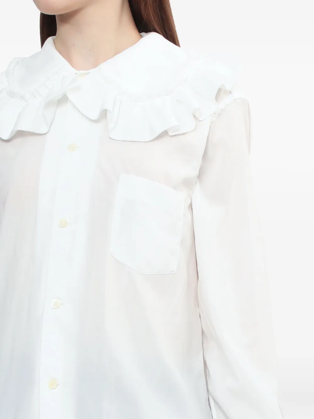 Comme Des Garcons Girl Ruffled Collar Shirt In White