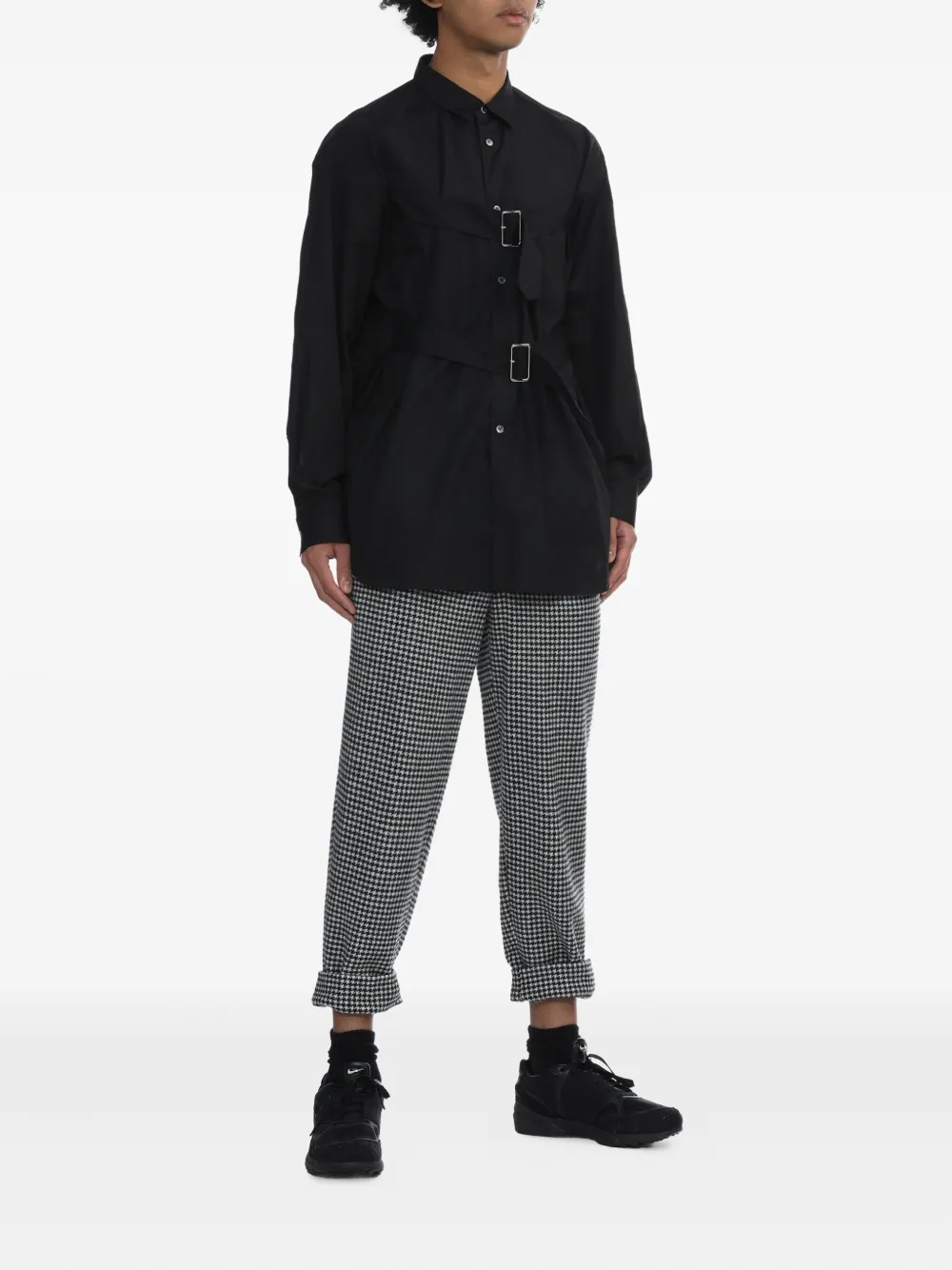 Black Comme Des Garçons Buckled Cotton Shirt In Black