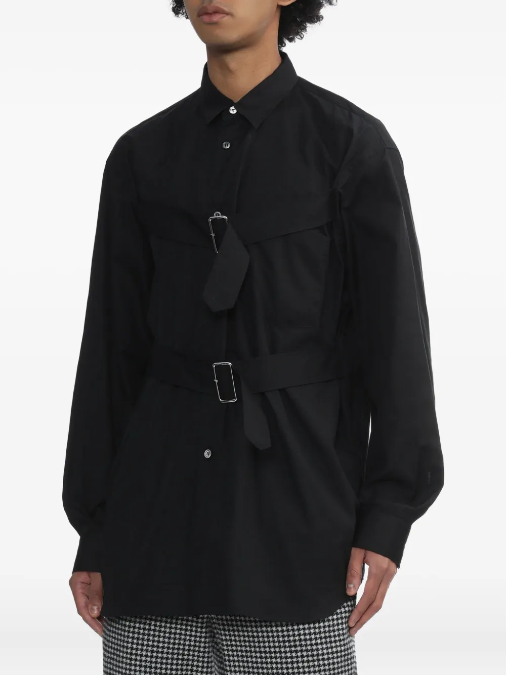 Black Comme Des Garçons Buckled Cotton Shirt In Black
