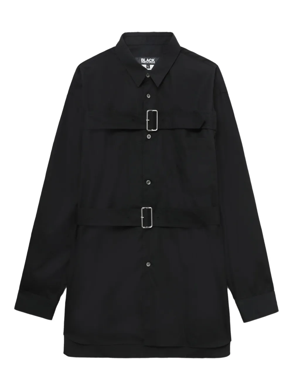 Black Comme Des Garçons Buckled Cotton Shirt In Black