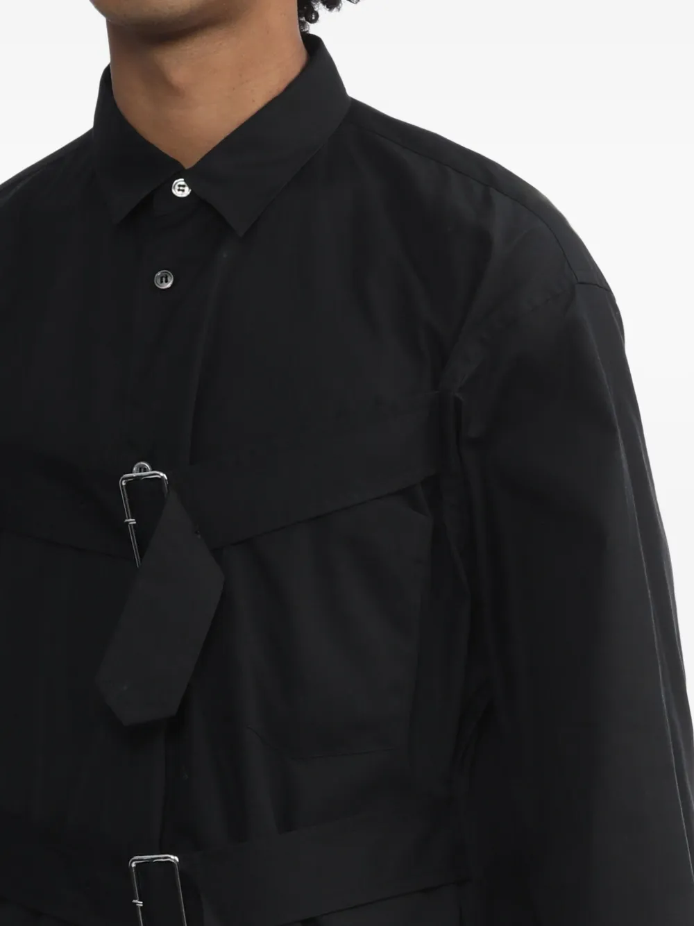 Black Comme Des Garçons Buckled Cotton Shirt In Black