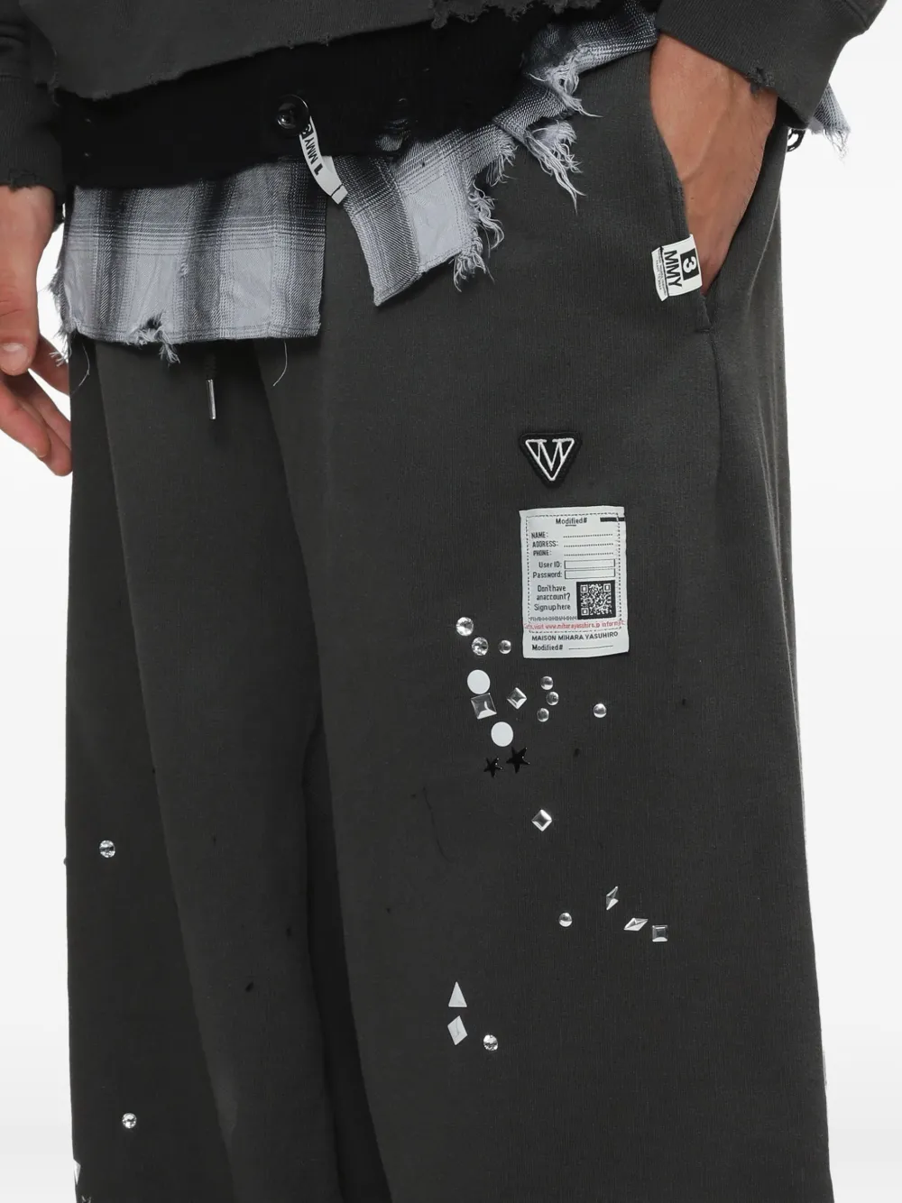 Maison MIHARA YASUHIRO Verfraaide trainingsbroek Grijs