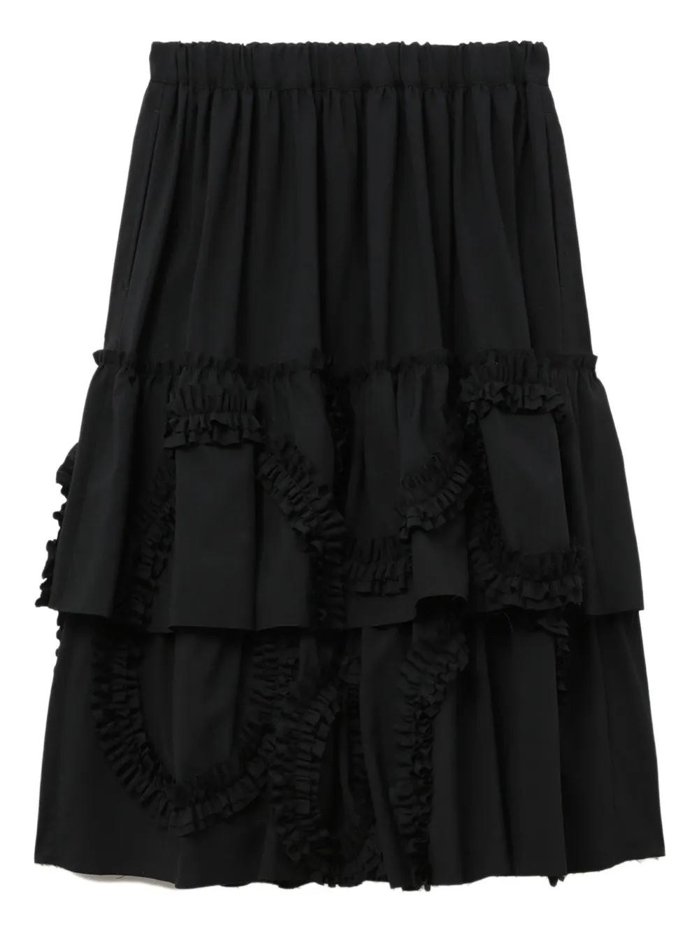 Black Comme Des Garçons ruffled tiered midi skirt - ブラック Black Comme Des Garçons ruffled tiered midi skirt - ブラック