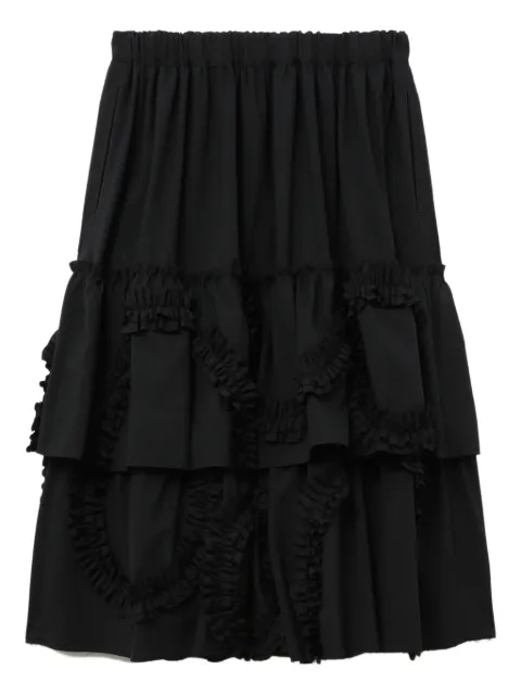 Black Comme Des Garçons ruffled tiered midi skirt