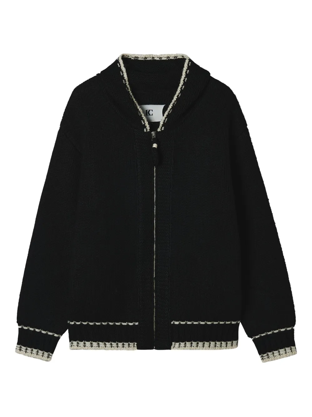 Low Classic Cardigan con zip - Nero