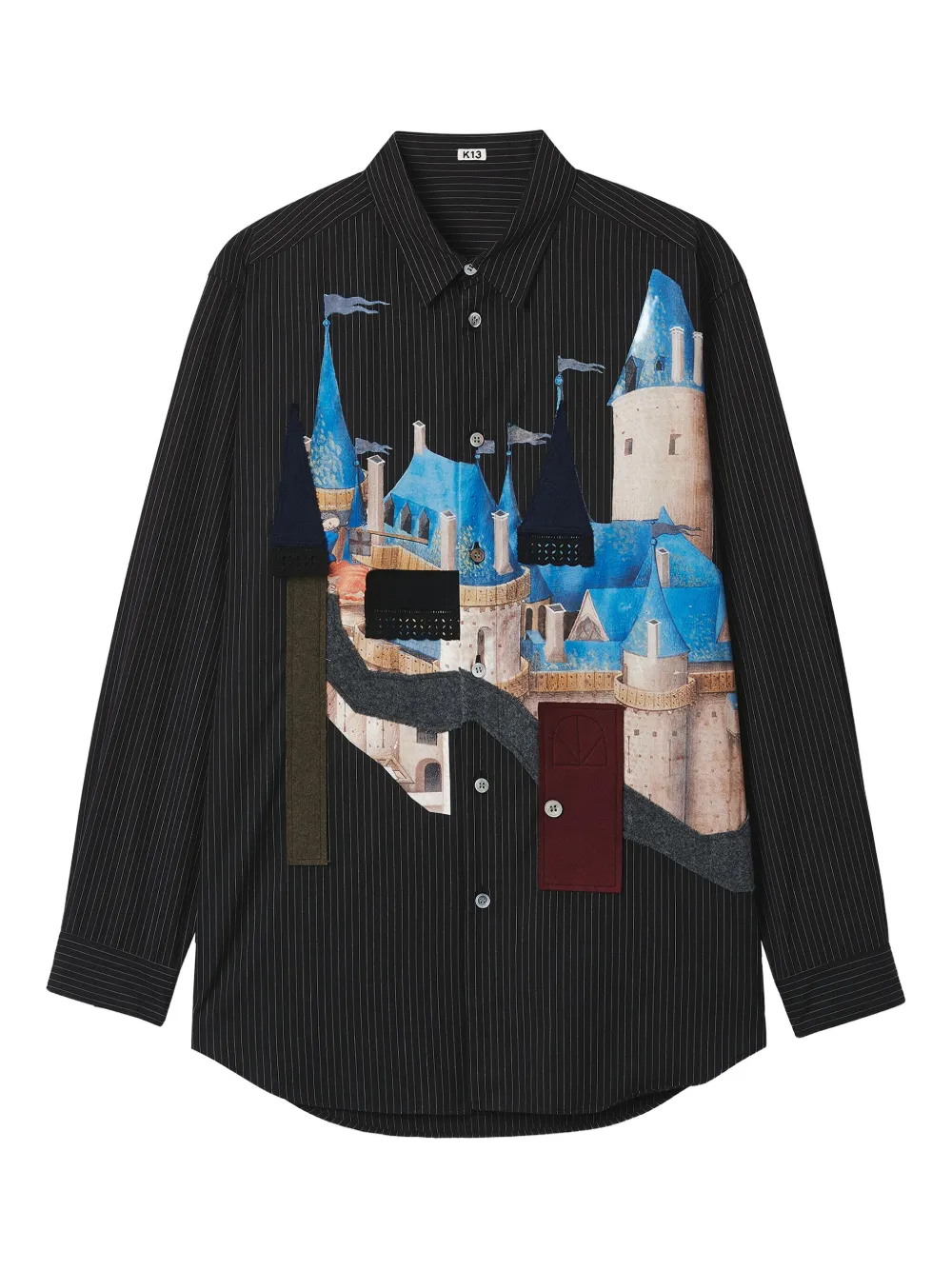 KHOKI camisa con detalle de castillo y motivo de rayas | negro | Image 1