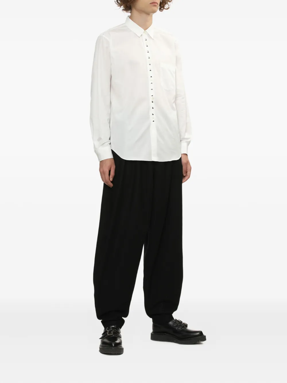 Black Comme Des Garçons stud button shirt - Wit