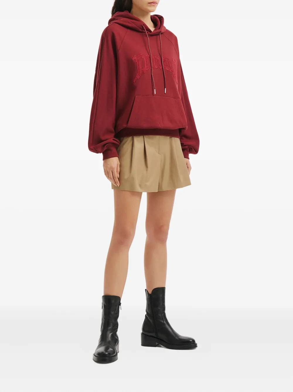 Juun.J embroidered hooded hoodie - Rood