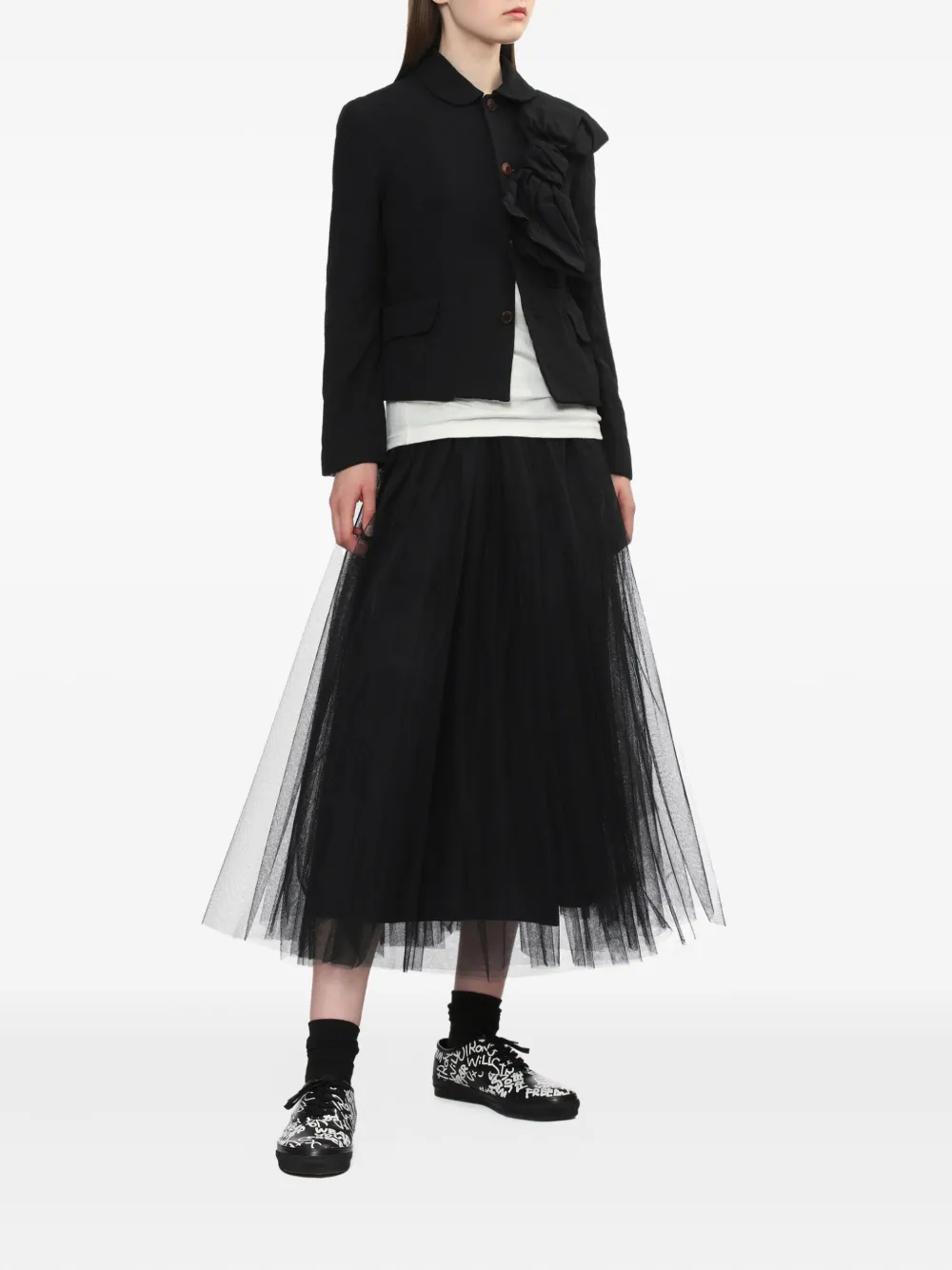 Comme Des Garçons Comme Des Garçons pleated midi skirt - Zwart