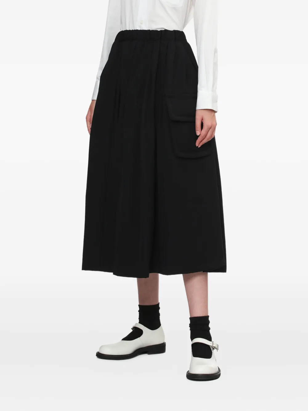 Comme Des Garçons Pleated Midi Skirt In Black