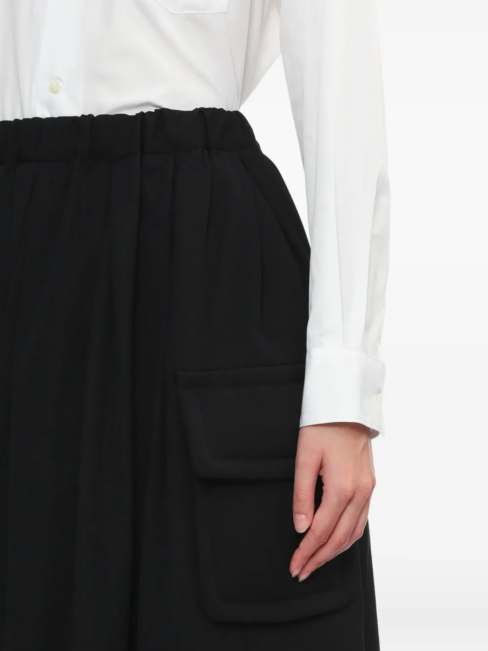 Comme Des Garçons Pleated Midi Skirt In Black