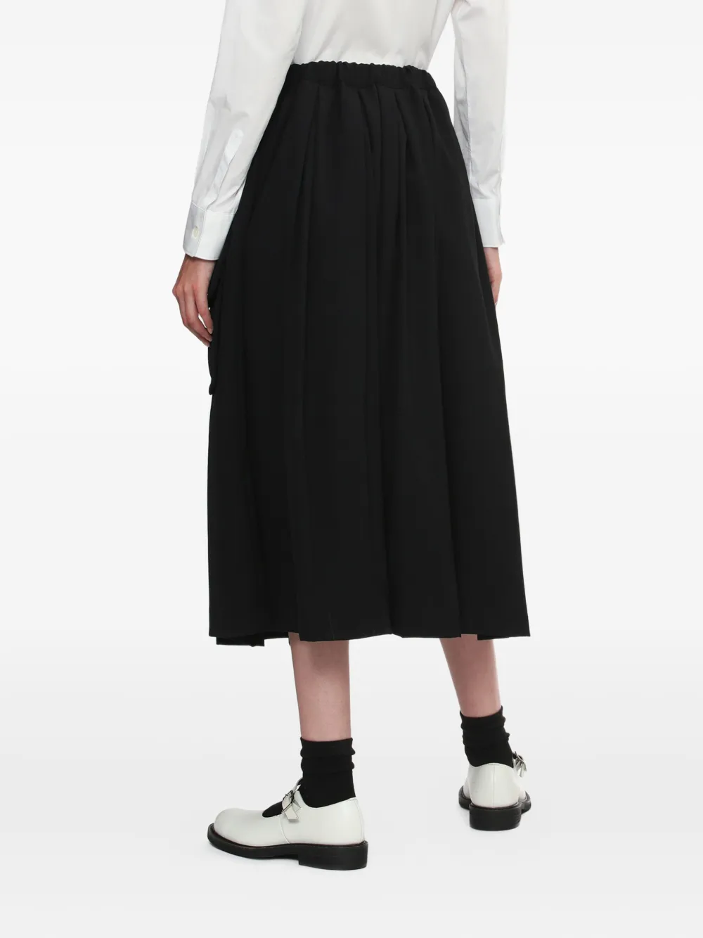 Comme Des Garçons Pleated Midi Skirt In Black