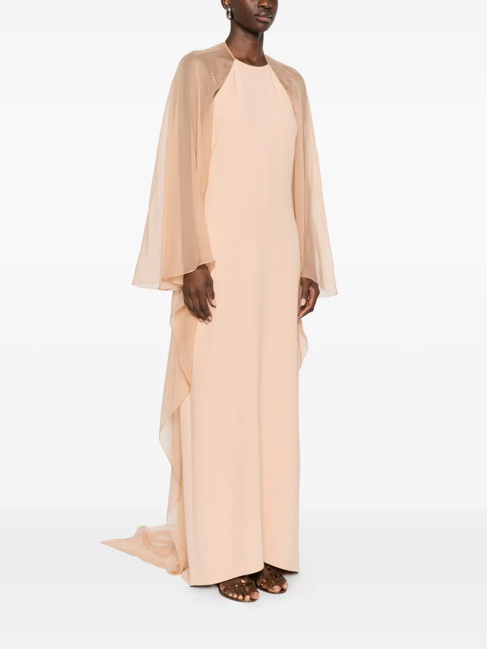 Alberta Ferretti Halterneck Overlay Dress In Pink
