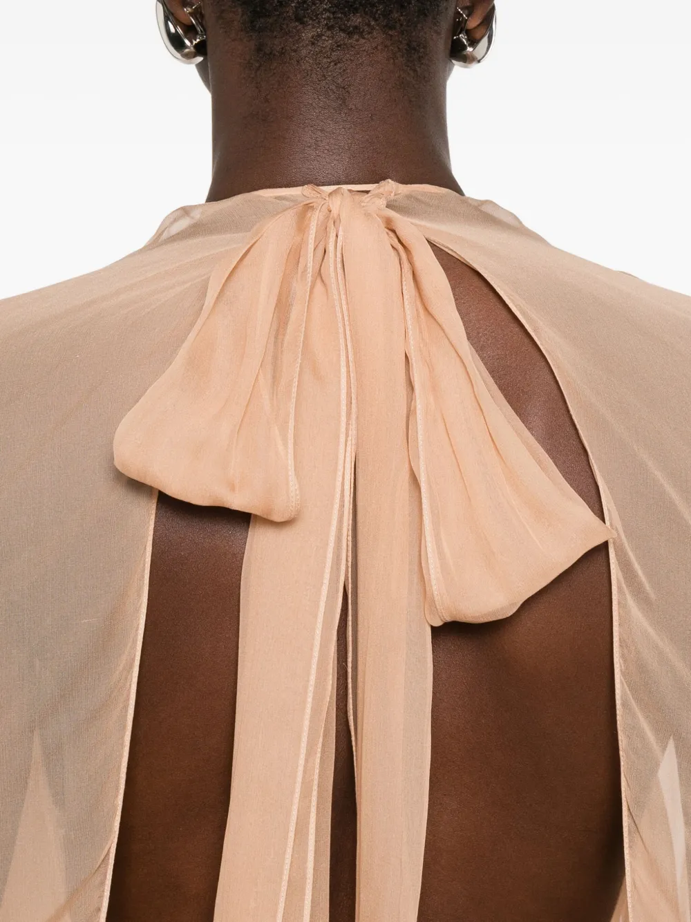 Alberta Ferretti Halterneck Overlay Dress In Pink