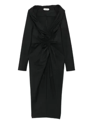 blumarine floral-appliqu midi dress Blumarine Metallic floral-appliqu Midi Dress | Black