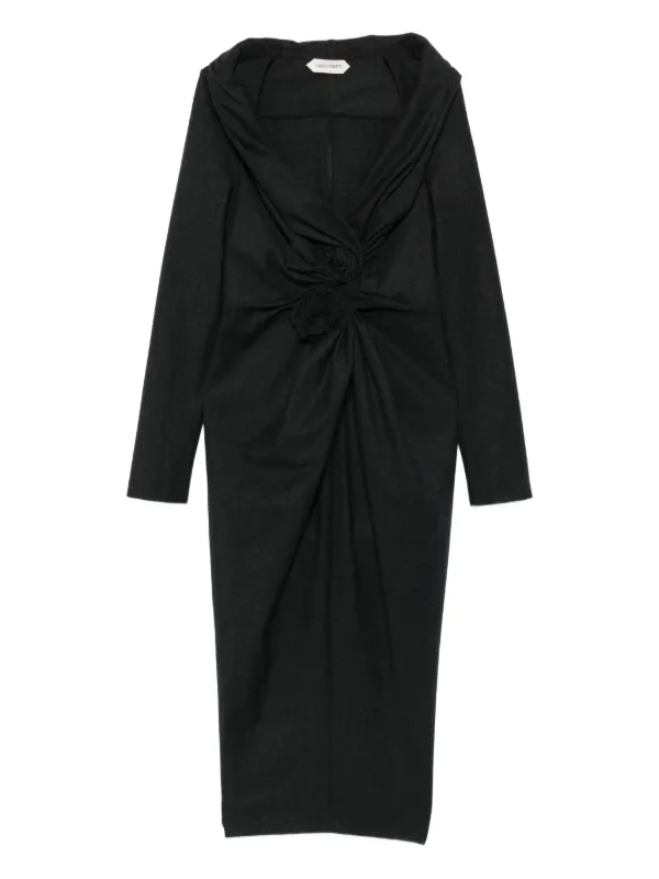 Alberta Ferretti Rosette Draped Dress - Black