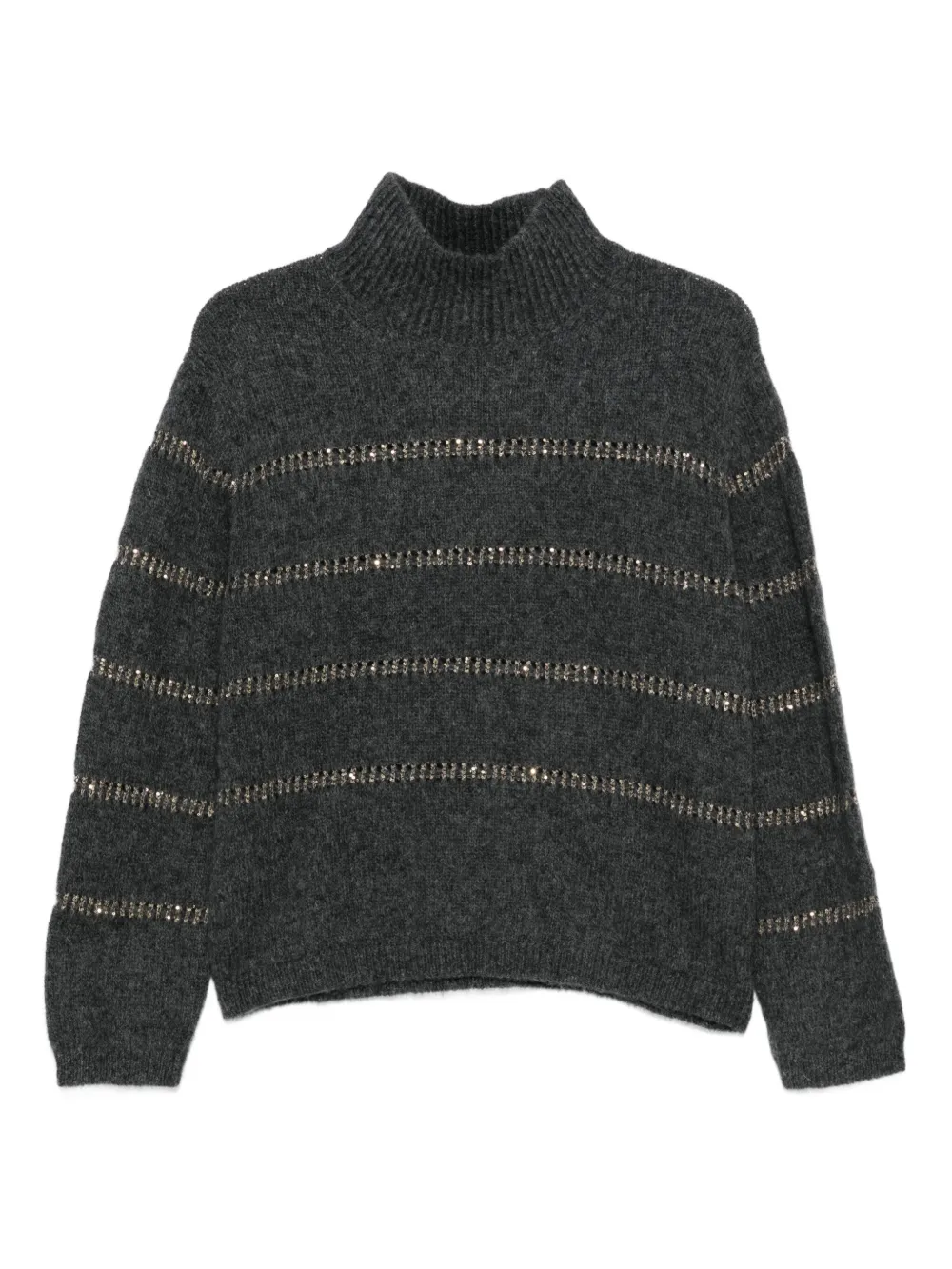 Luisa Cerano embellished turtleneck knitted sweater | Grey | Image 1