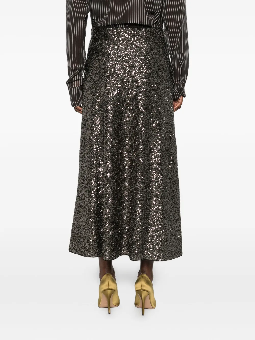 Luisa Cerano Sequin-embellished Midi Straight Skirt In Green