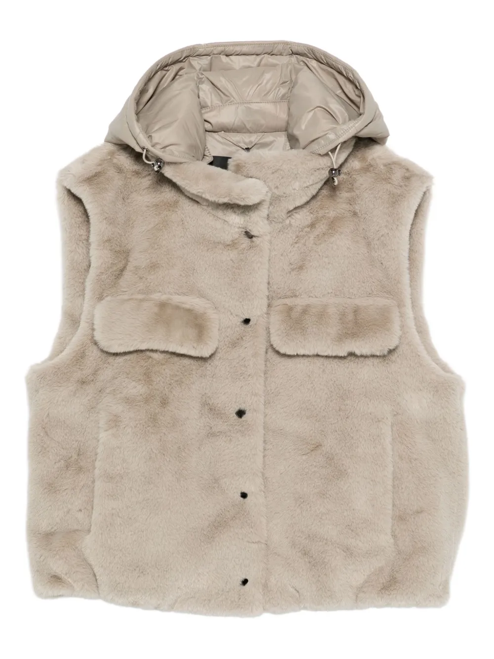 Luisa Cerano Bodywarmer met capuchon en zak Beige