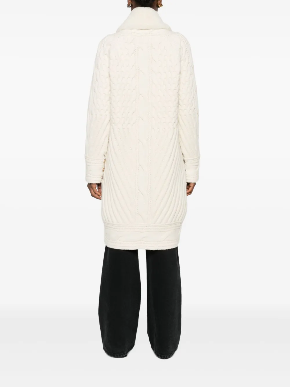 Ermanno Scervino Kabelgebreide lammy jas Wit