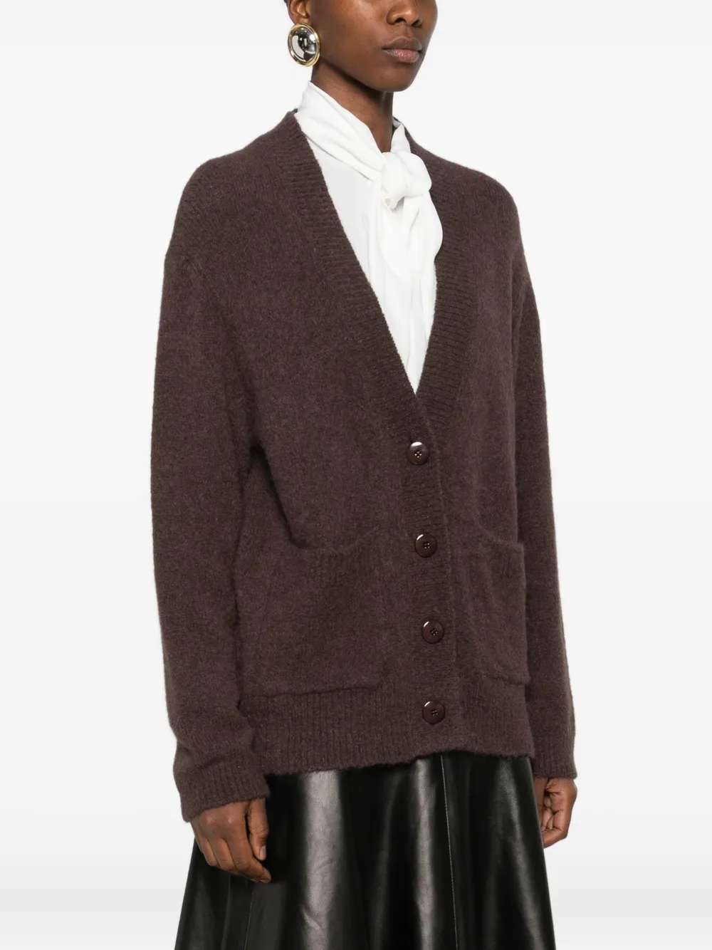 Dorothee Schumacher Loving Touch Buttoned Cardigan In Brown
