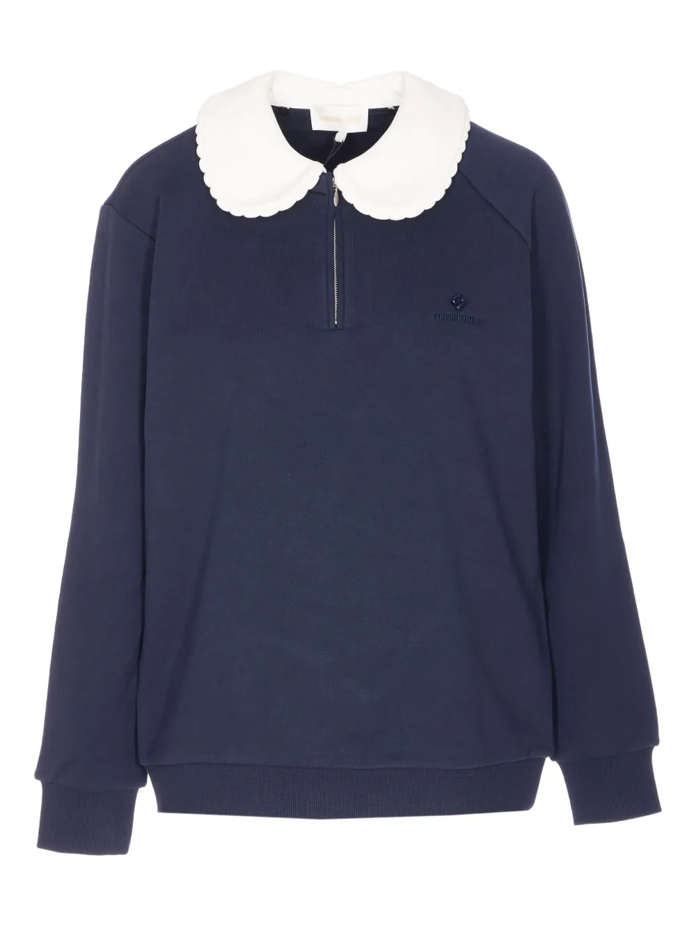 Shushu-tong Doll Collar Embroidered Sweatshirt In Blue