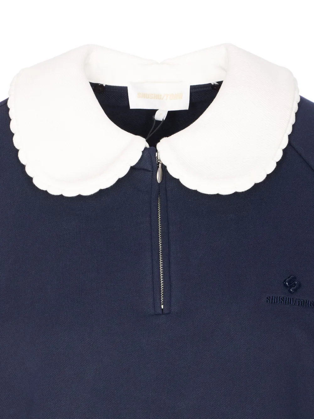 Shushu-tong Doll Collar Embroidered Sweatshirt In Blue