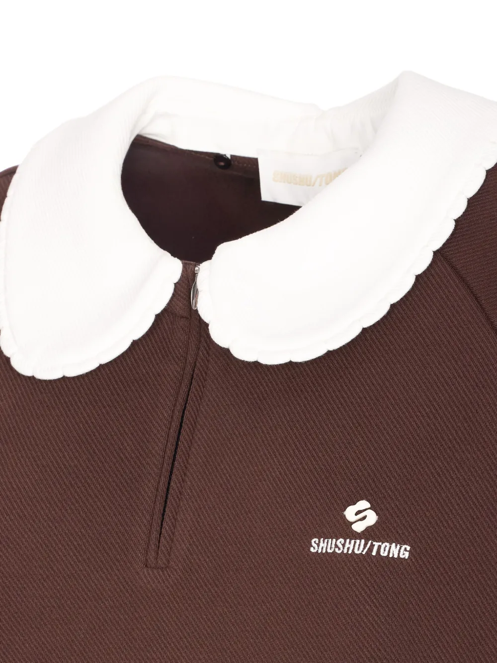 Shushu-tong Logo-embroidery Zip-collar Sweatshirt In Brown